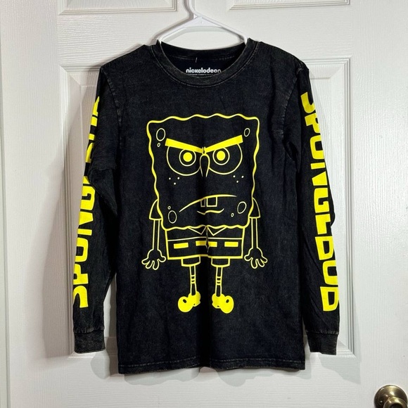 Nickelodeon SpongeBob Long Sleeve T Shirt Size Small Black Tie Dye 2019 - Picture 1 of 5